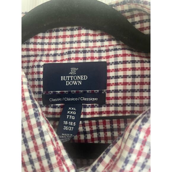 Buttoned Down Brand by Amazon Men's Red-White-Blue Checked Dress Shirt, size XL - Picture 2 of 3